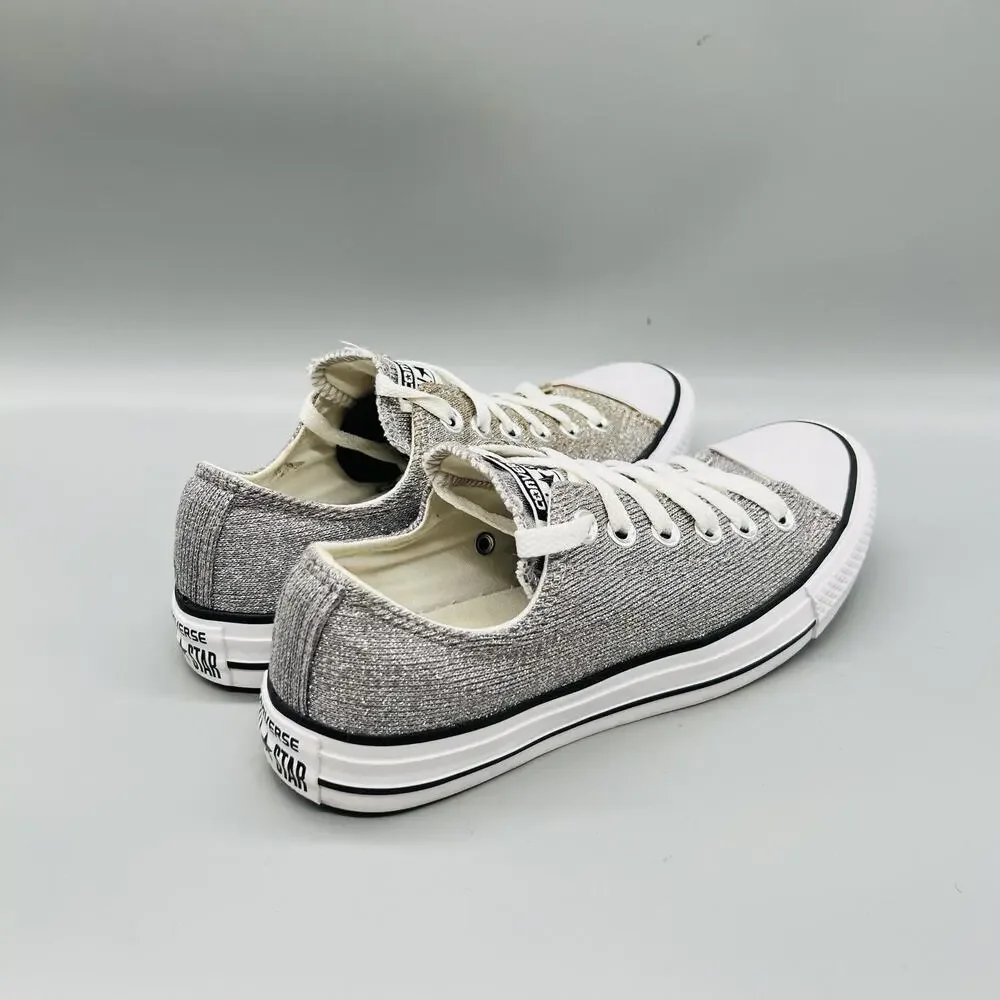 Converse Shoes Womens 7 Silver Glitter Chuck Taylor All Star Low Top Sneakers